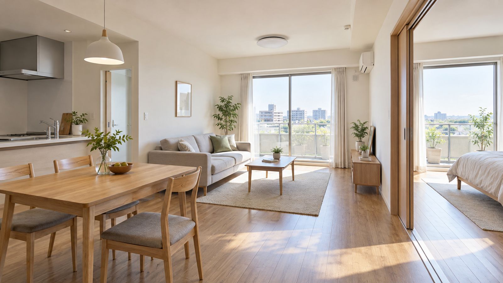 家具の少ない明るい賃貸住宅の室内