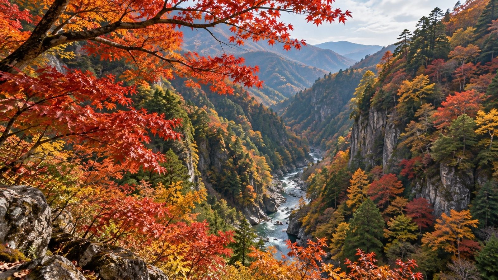 渓谷と紅葉