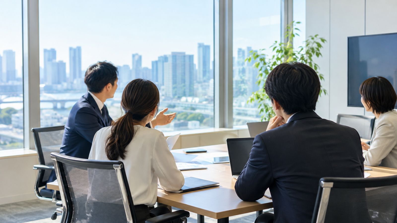 会議室で打合せをする人たち