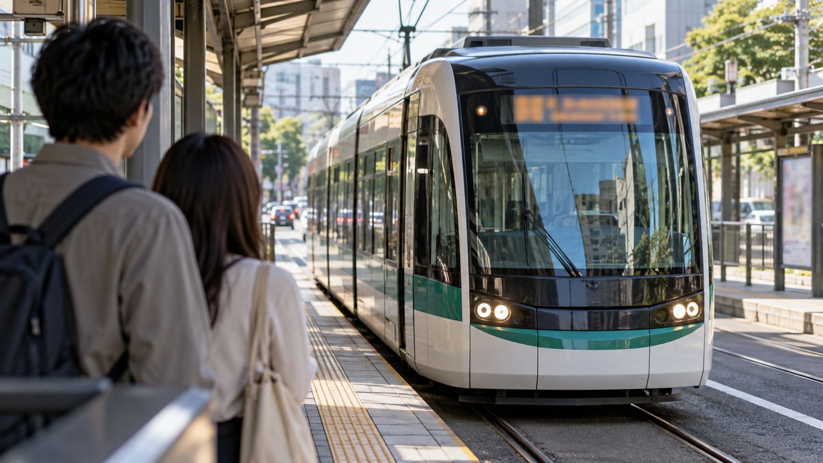 電停に入ってくる路面電車
