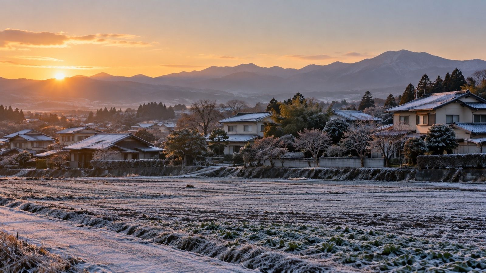 霜のおりた冬の朝の住宅地（イメージ）