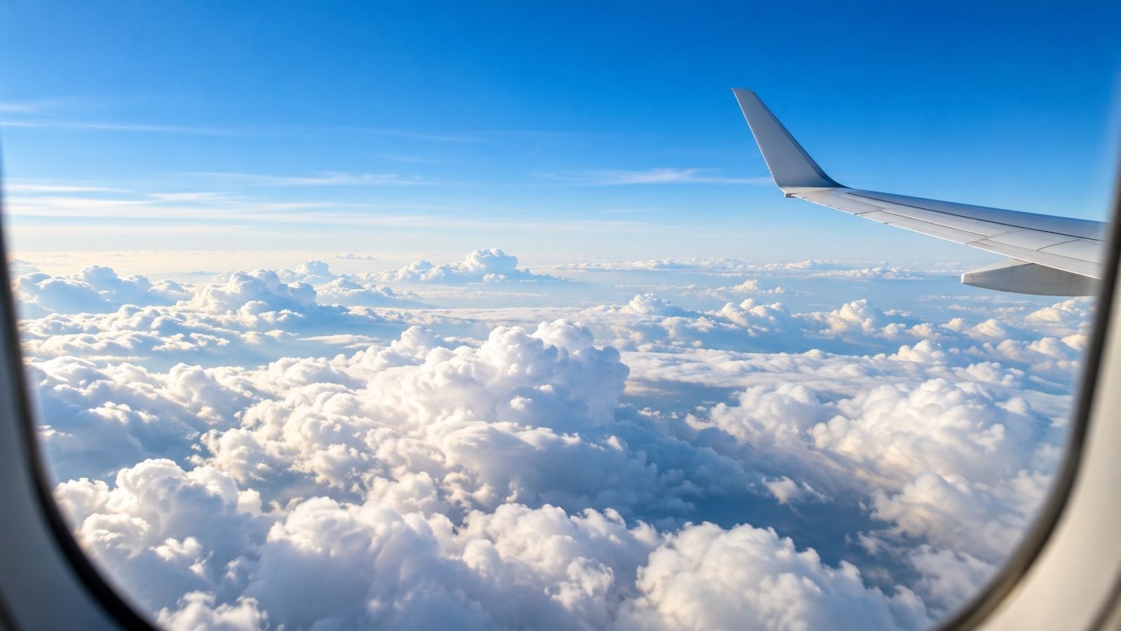 飛行機の窓から見た雲の海