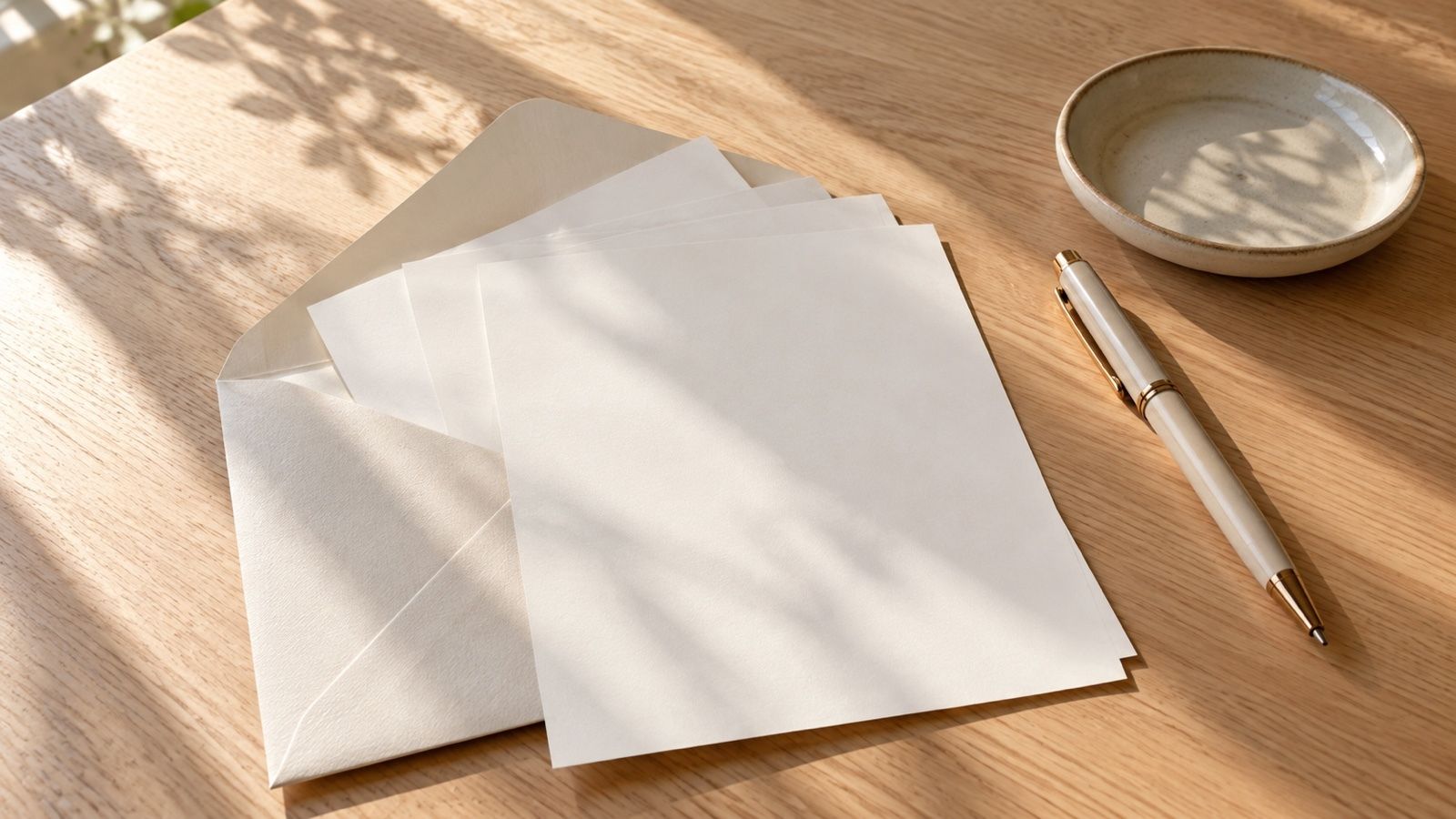 机の上の封筒と数枚の書類(イメージ)